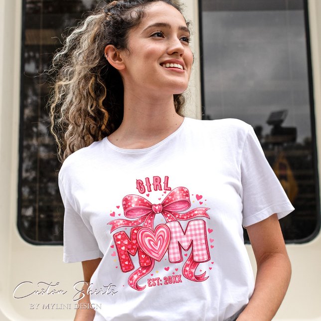 Unique Cute Blush Pink Coquette Bow Girl Mom Tri-Blend Shirt (Von Creator hochgeladen)