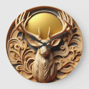 Unique Deer Head Große Wanduhr