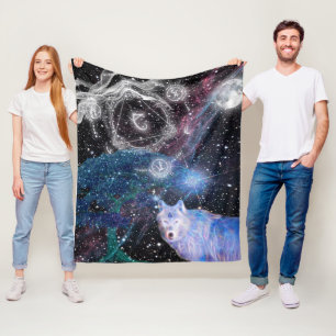 Unique Design Surreal Wolf Art Fleecedecke