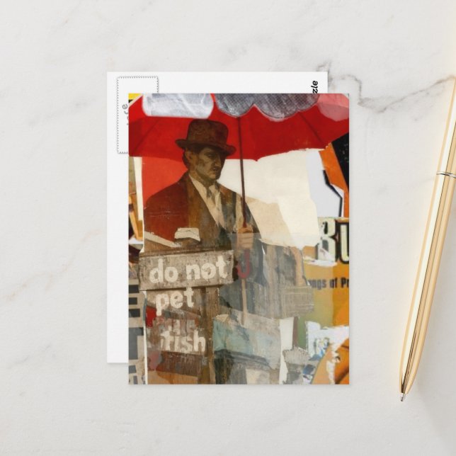 Unique Do Not Pet Fish Mixed Media  Postkarte (Vorderseite/Rückseite Beispiel)