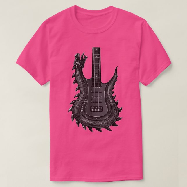 Unique Dragon Gitarre für Männer Rock T-Shirt (Design vorne)