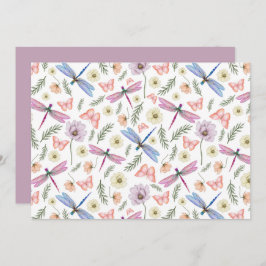 Unique Dragonflies & Butterflies Note Card Mitteilungskarte
