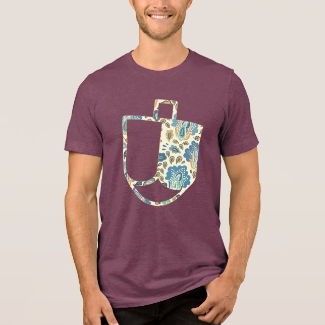Unique Dreidel Imitats Applique Hanukkah Tri-Blend Shirt (Vorderseite)
