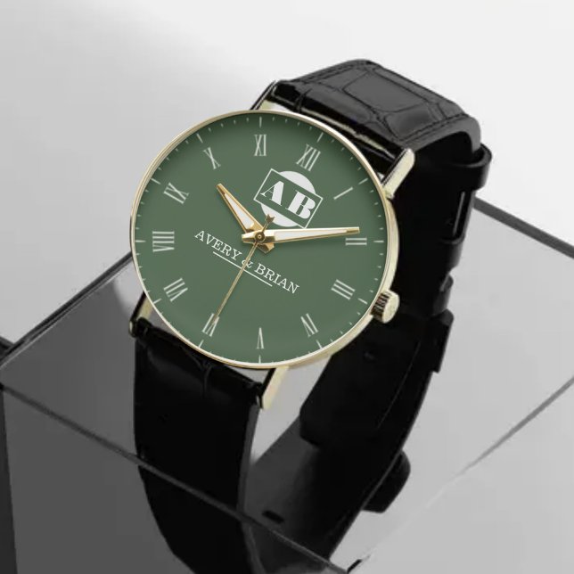 Unique Engagement Gift Custom Monogram Modern  Armbanduhr (Von Creator hochgeladen)