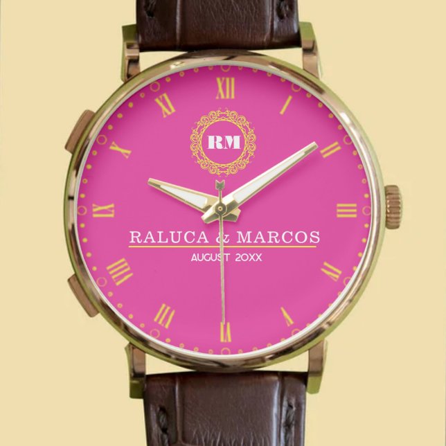 Unique Engagement Gift Custom Monogram Modern  Armbanduhr (Von Creator hochgeladen)