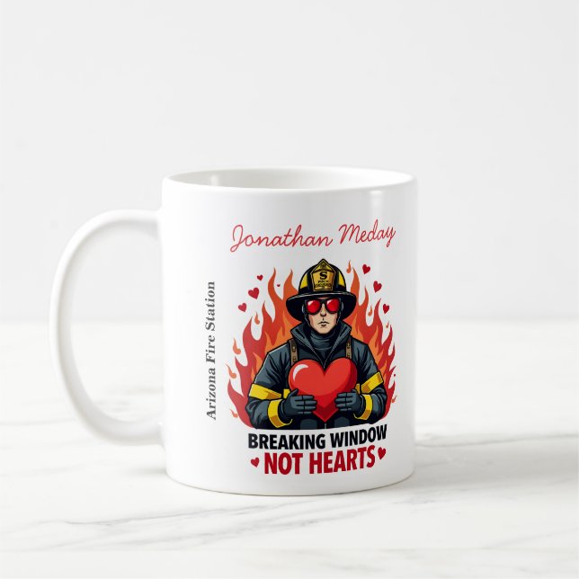 Unique Firefighter Love Black and Red Text Kaffeetasse (Links)