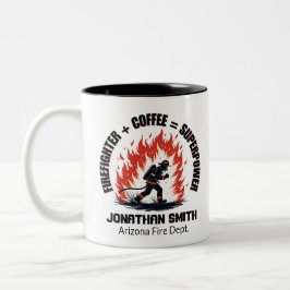 Unique Firefighter or Fireman Coffee Superpower  Zweifarbige Tasse
