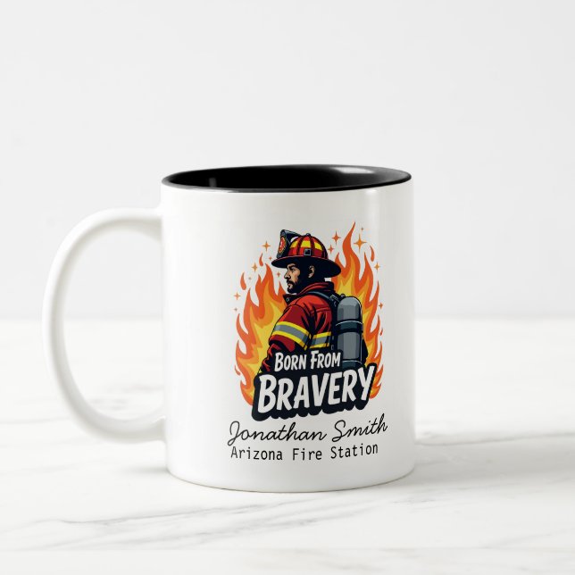 Unique Firefighter or Fireman Gift Zweifarbige Tasse (Links)