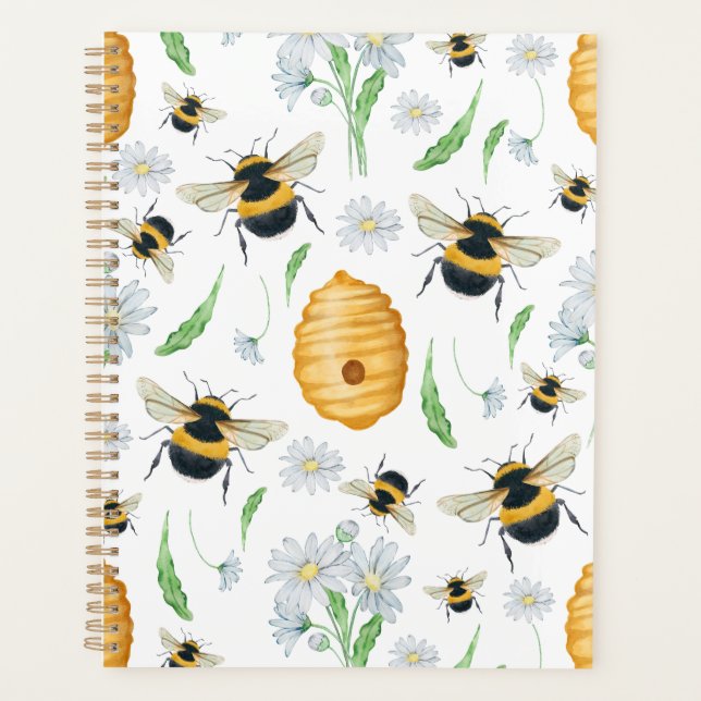 Unique Floral Honey Bees Planner Journal Planer (Vorderseite)