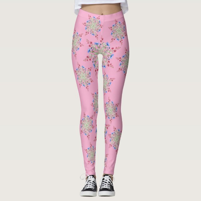 Unique Flower Pattern Designed Leggings (Vorderseite)