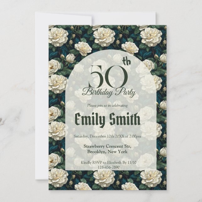 Unique Gardenias Accent Milestone Birthday Einladung (Vorderseite)