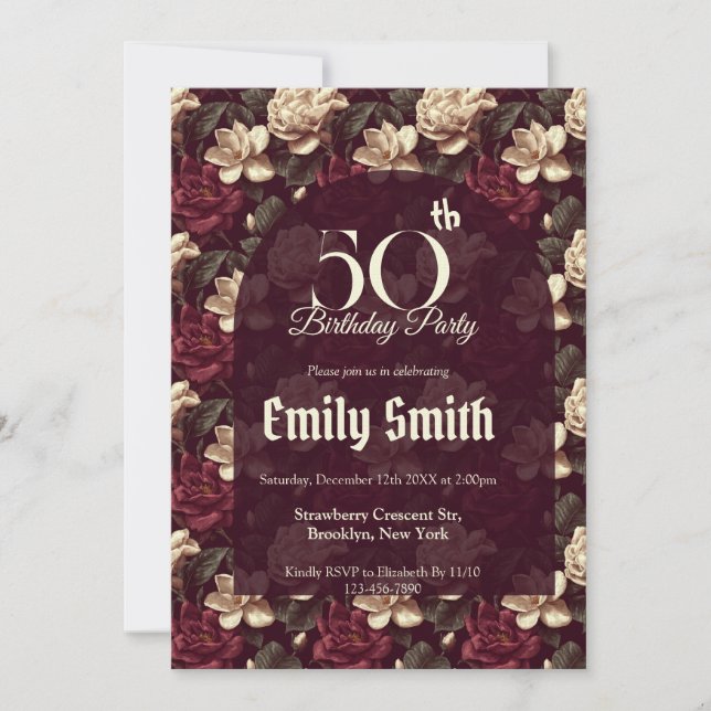 Unique Gardenias Flower Birthday Einladung (Vorderseite)