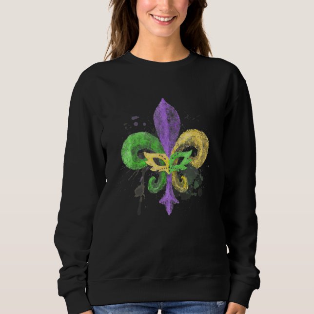 Unique Hand Drawn Fluer De Lis Mardi Gras Carnival Sweatshirt (Vorderseite)