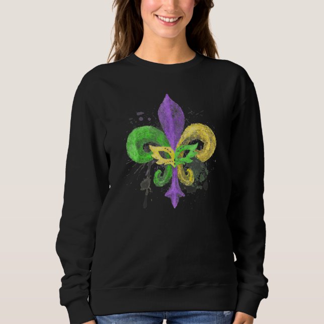 Unique Hand Drawn Fluer De Lis Mardi Gras Carnival Sweatshirt (Vorderseite)