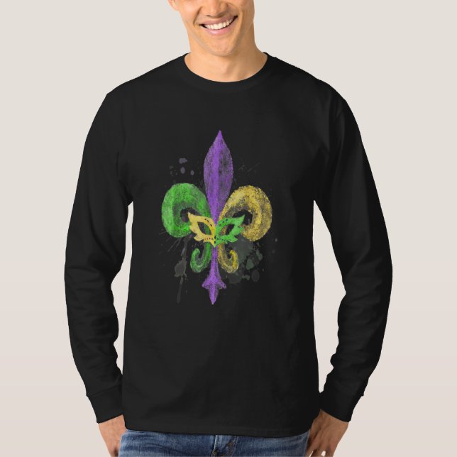 Unique Hand Drawn Fluer De Lis Mardi Gras Carnival T-Shirt (Vorderseite)