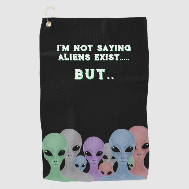 Unique Hand Drawn Multi Coloured Aliens  Golfhandtuch (Vorderseite)