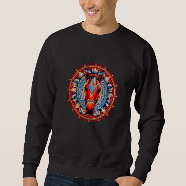 Unique Horse Face Mandala For Farmers And Jockeys  Sweatshirt (Vorderseite)