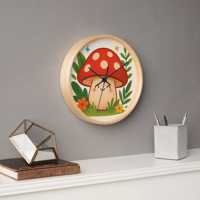 Unique Illustrated Mushroom Home Decor Clock Uhr (Büro)