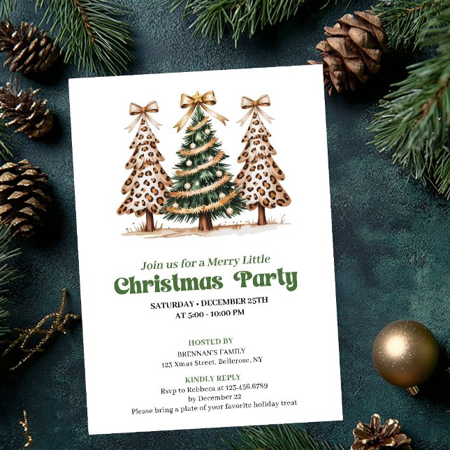 Unique leopard print Christmas tree party invite Einladung (Unique leopard print Christmas tree party invite)