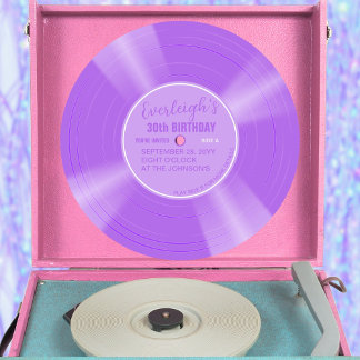 Unique Lilac Lila Vinyl Record Geburtstag Einladung