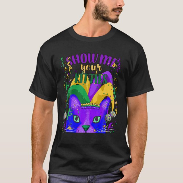 Unique Mardi Gras Party, Fat Tuesday, Cat Graphic T-Shirt (Vorderseite)
