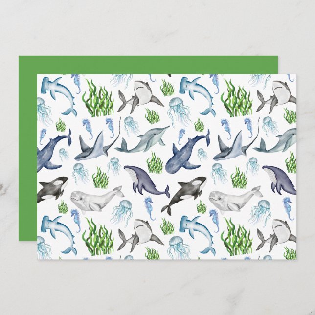 Unique Marine Life Note Card Mitteilungskarte (Vorne/Hinten)