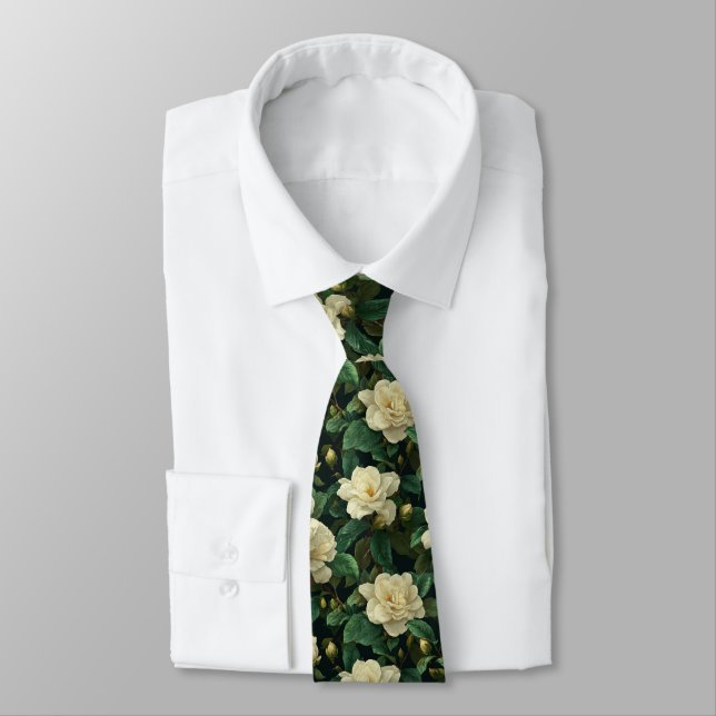 Unique Mens Accessories Gardenias Floral Krawatte (Gebunden)