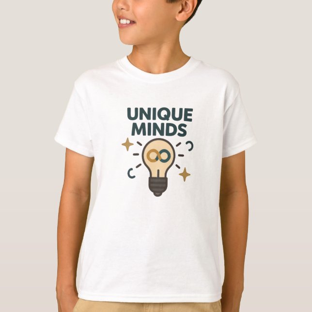 Unique Minds Neurodiversity Lightbulb  T-Shirt (Vorderseite)
