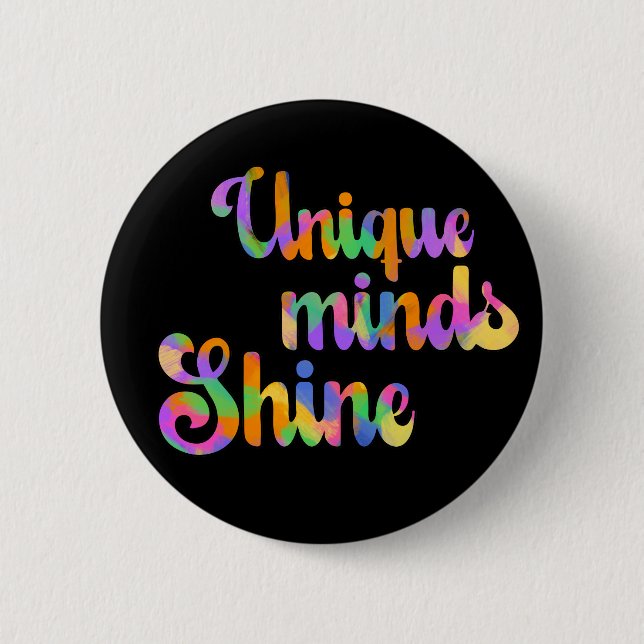 Unique Minds Shines Typografie Neurodiversity Button (Vorderseite)