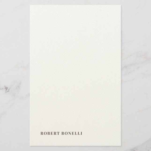 Unique Modern Plain Your Name Minimalist Briefpapier (Vorderseite)