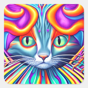Unique Mystical Kitty Cat Quadratischer Aufkleber
