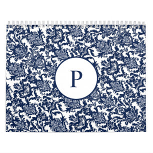 Unique Navy Blue Damask Muster Kalender
