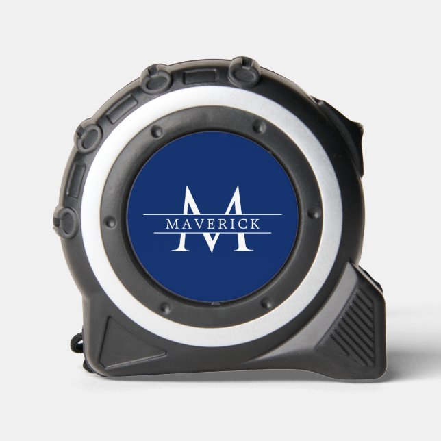 Unique Navy Tape Measure Featuring Modern Monogram Maßband (Vorderseite)