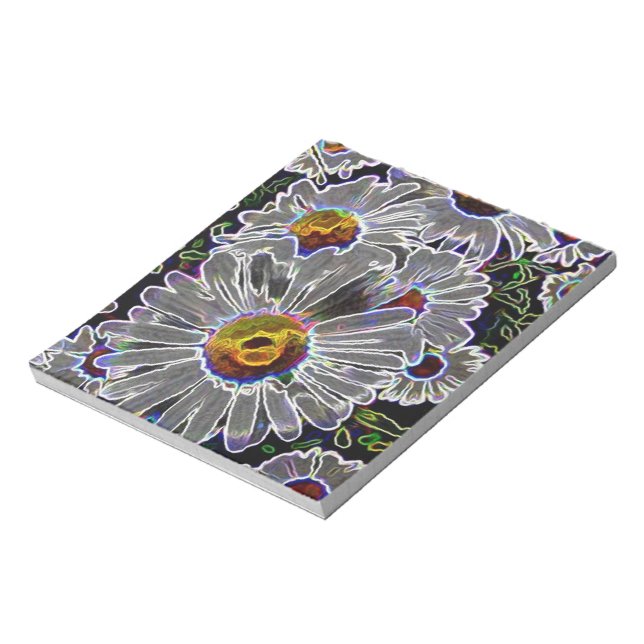 Unique Neon Daisies Notizblock (Rotiert)