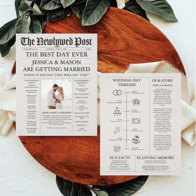 Unique Newspaper Timeline and Wedding Programs Fly (Von Creator hochgeladen)