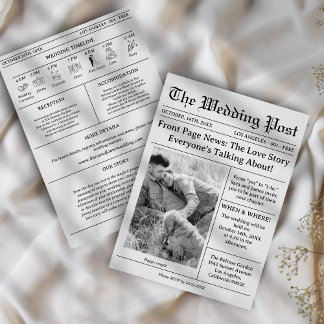 Unique Newspaper Wedding Timeline Einladung