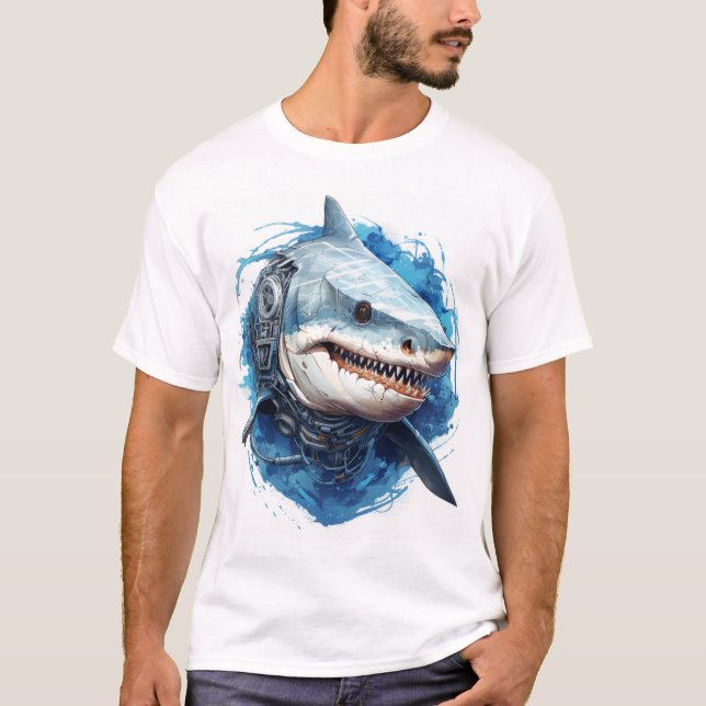 Unique Octopus Shark 2D Vector Illustration T-Shir T-Shirt (Vorderseite)