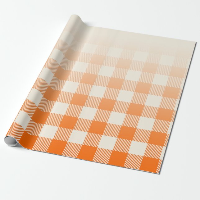 Unique Orange & Cream Peek-A-Boo Buffalo Plaid Geschenkpapier (Ungerollt)