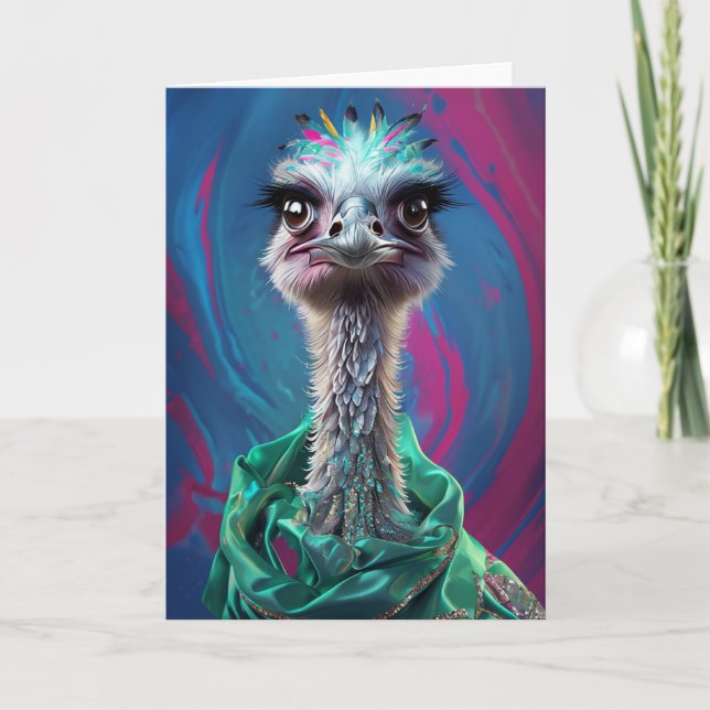 Unique Ostrich design Feiertagskarte (Vorderseite)