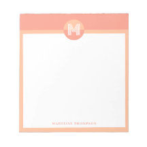 Unique Peach Pink Geometric Modern Monogram