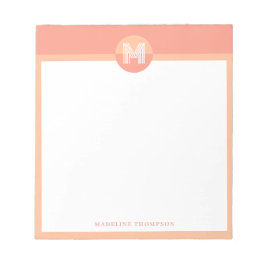 Unique Peach Pink Geometric Modern Monogram Notizblock
