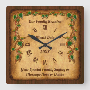 Unique Personalized Family Reunion Gift Ideas Quadratische Wanduhr