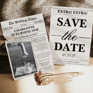 Unique Photo Newspaper Erster Geburtstag Einladung