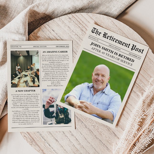Unique Photo Newspaper Retirement Card (Von Creator hochgeladen)