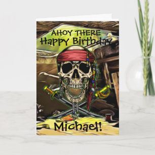 Unique Pirate Skull Birthday Karte