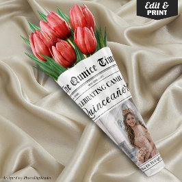 Unique Quinceañera Flower Bouquet, Newspaper Geschenkpapier Set