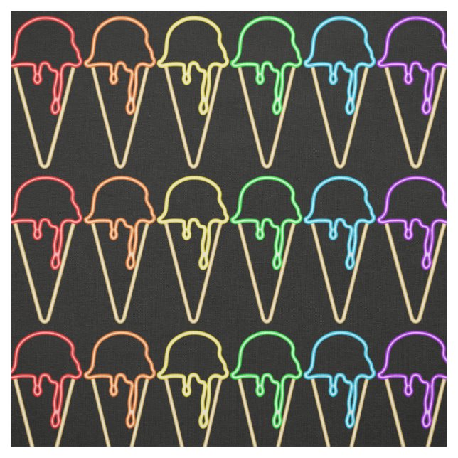Unique Rainbow Neon Light Ice Creme Cones Muster Stoff (Muster)