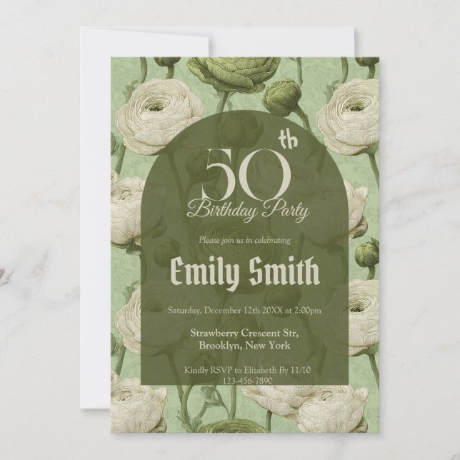 Unique Ranunculus Petal Summer Party Einladung (Vorderseite)