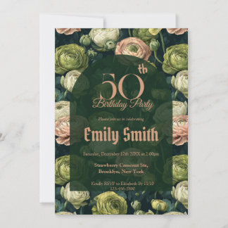 Unique Ranunculus Sparkle First Birthday Gift Einladung