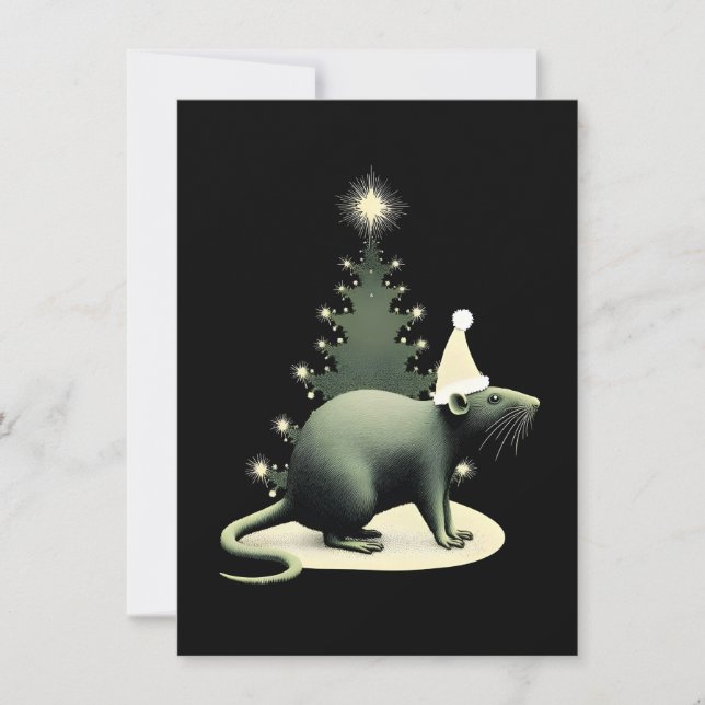 Unique Rat Christmas Cards Feiertagskarte (Vorderseite)